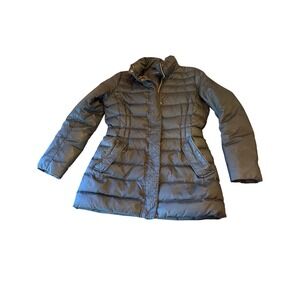 Lands' End Puffer Jacket Black Down Insulated Quilted Parka Medium Tall 10-12